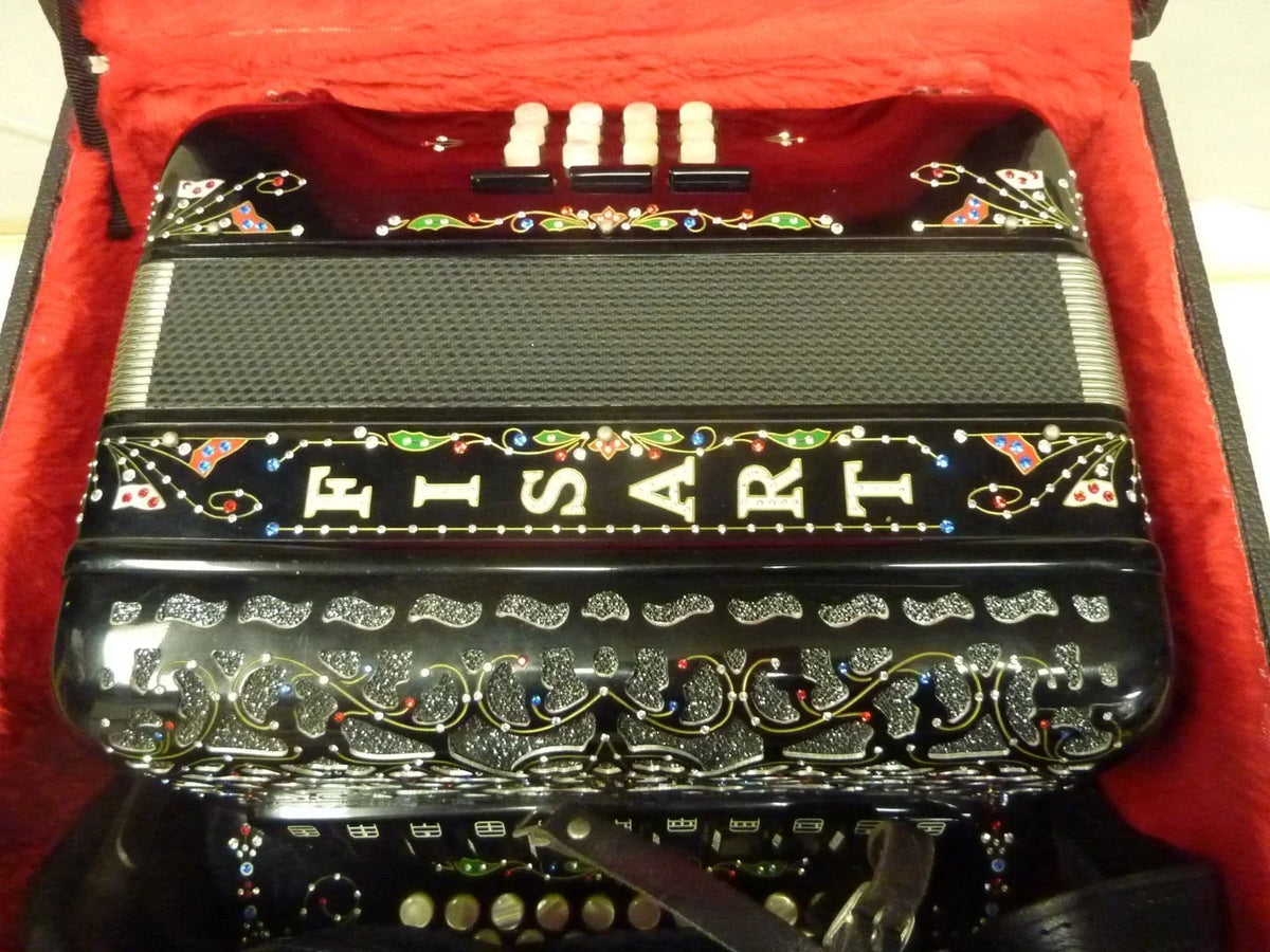 Rare and magnificent antique FISART diatonic accordion