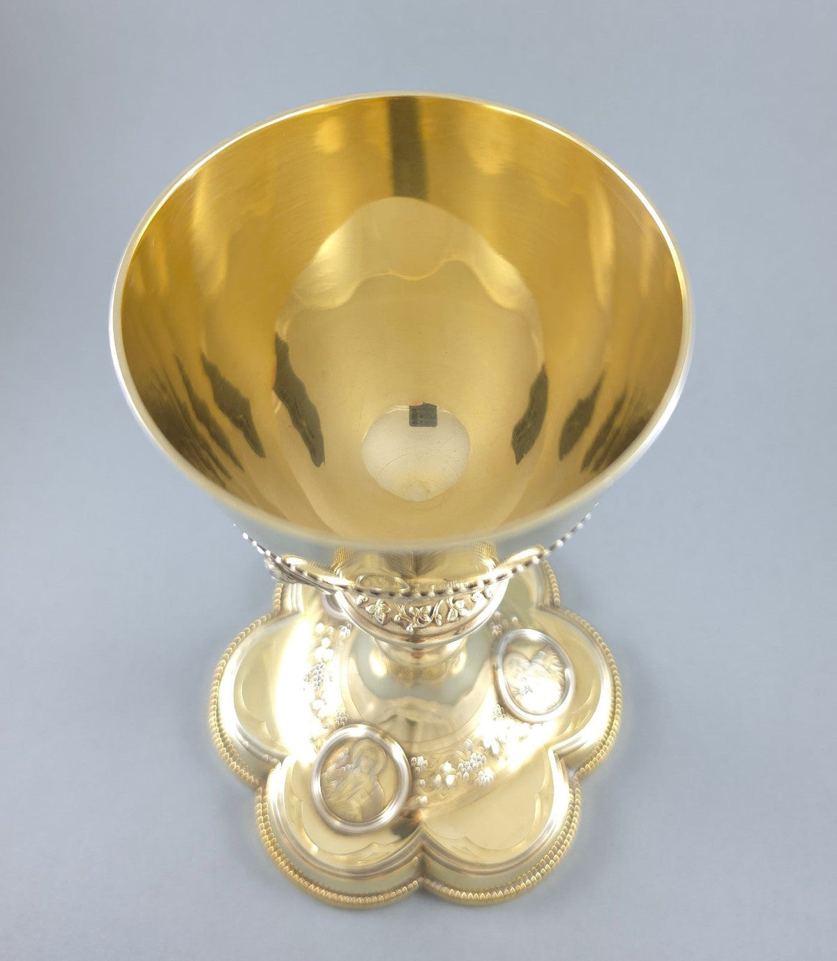 19th-century solid silver vermeil chalice by Demarquet Frères