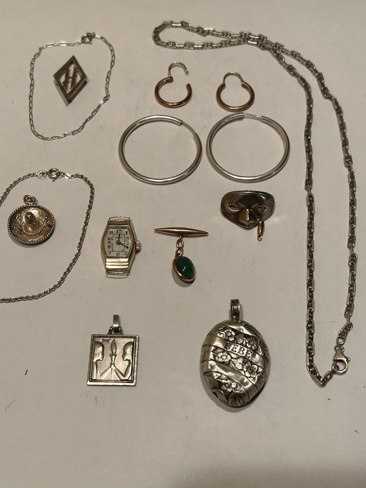 Lots of antique 18k gold and solid silver jewelry