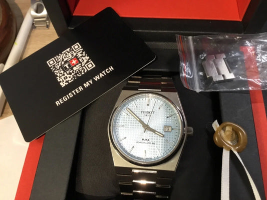 Tissot PRX Powermatic 80 automatic watch, Tiffany blue dial, steel bracelet