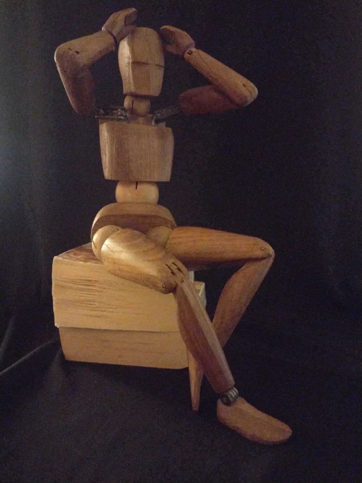 Rare antique artist's mannequin, carved wood and fully articulated.