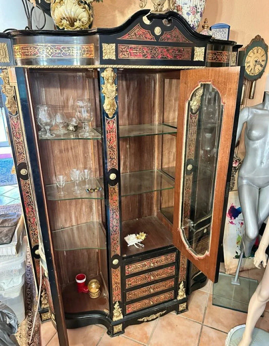 LARGE NAPOLEON III BOULLE MARQUETRY AND GILT-BRONZE DISPLAY CABINET