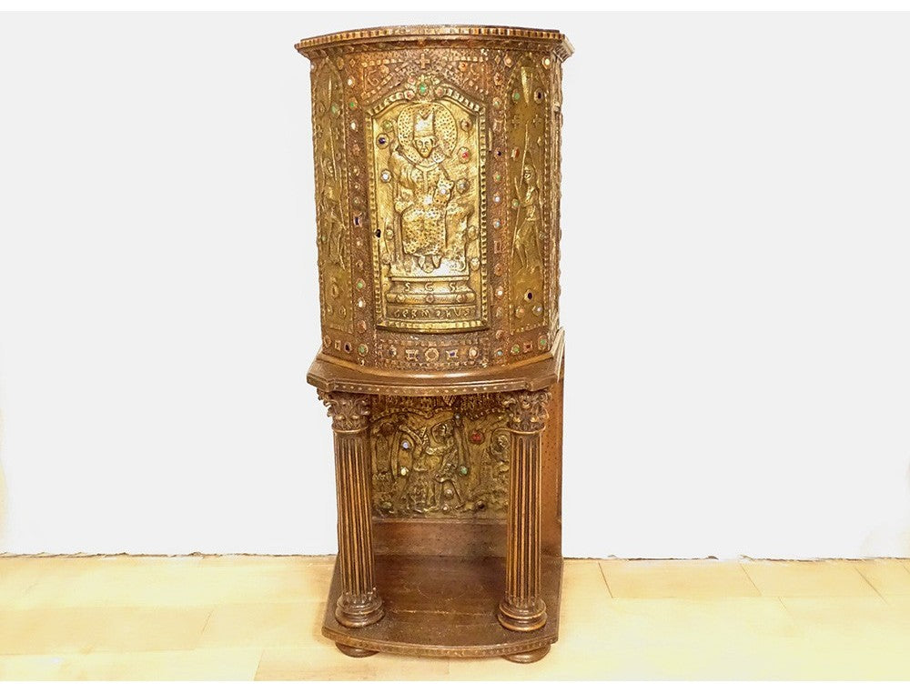 Tabernacle cuivre repoussé Saint Germain orthodoxe byzantin Croisade XIXème