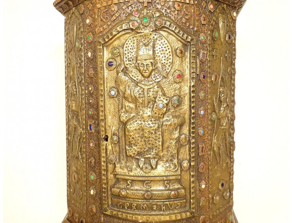 Tabernacle cuivre repoussé Saint Germain orthodoxe byzantin Croisade XIXème
