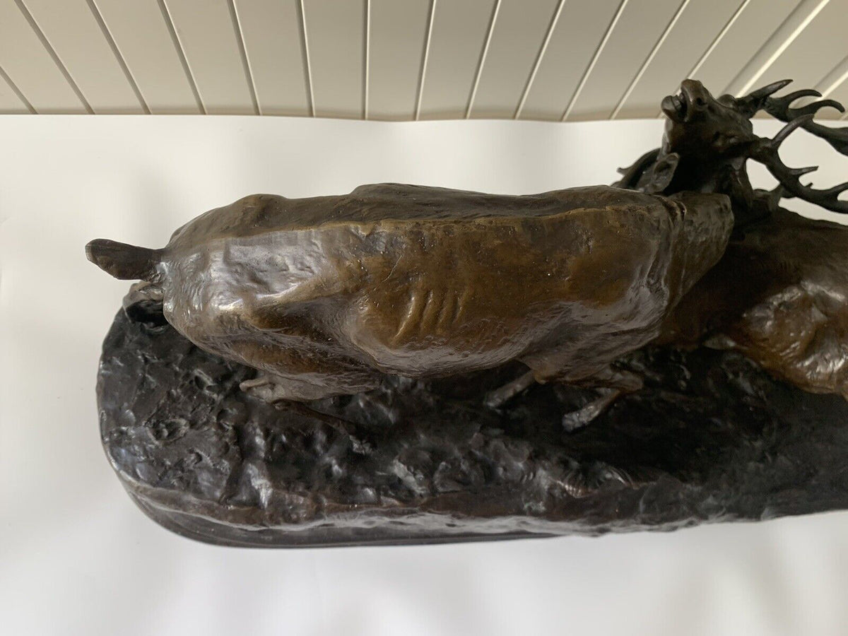 Bronze sculpture of stags fighting